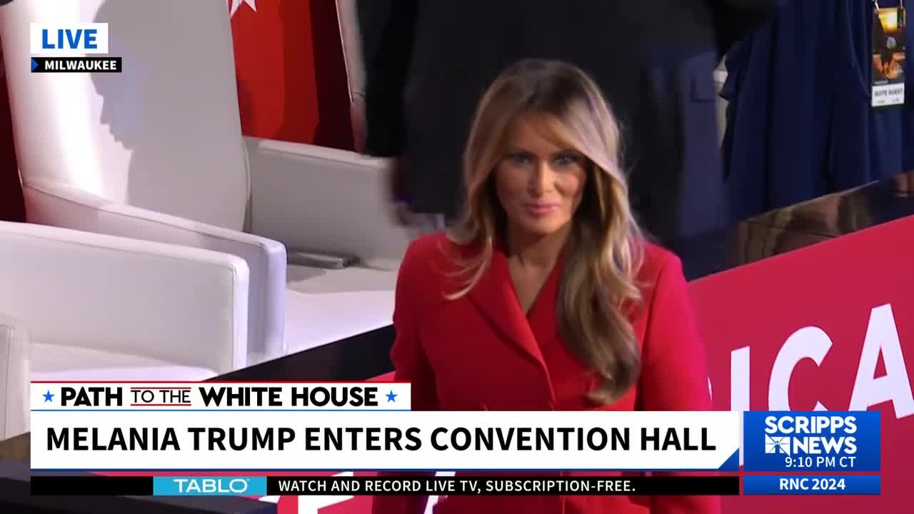 Melania Trump greets RNC crowd ahead of Donald Trump's address