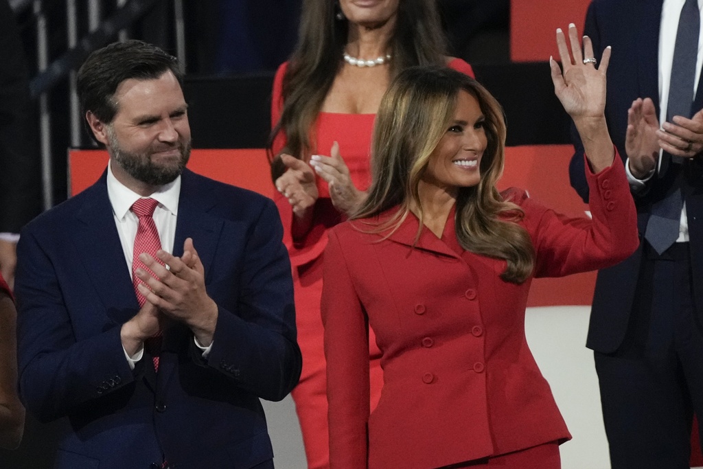 Former first lady Melania Trump appears at the Republican National Convention 