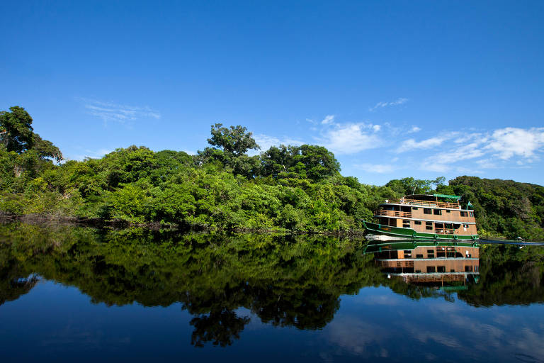 Expedição de barco leva turista à Amazônia selvagem, mas com conforto