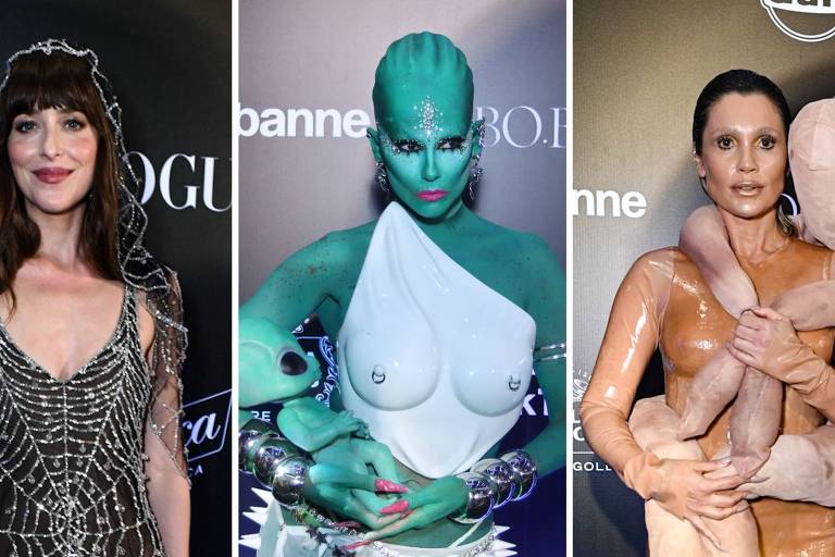 Baile da Vogue: Dakota Johnson dá uma passadinha e Deborah Secco vai de extraterrestre