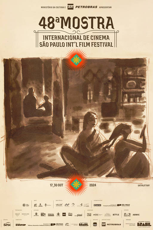 Cartaz da 48ª Mostra Internacional de Cinema de São Paulo, com arte assinada por Satyajit Ray 