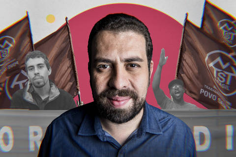 Montagem de Guilherme Boulos, candidato do Psol à Prefeitura de São Paulo