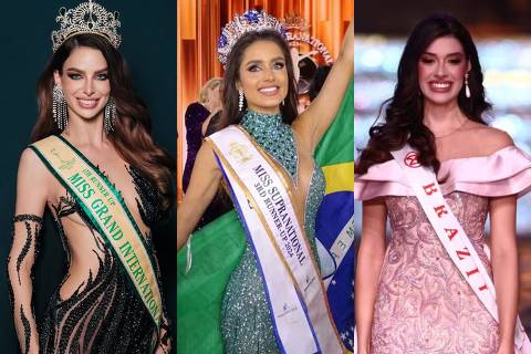 Misses Brasil de 2024 com melhores resultados nos mundiais: Talita Hartmann (Grand), Isadora Murta (Supranational) e Letícia Frota (Miss Mundo)