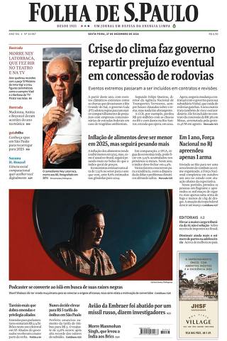 Capa da Edição Nacional da Folha