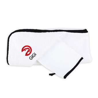 Atlanta Hawks Infant Personalized Hooded Towel & Mitt Set - White