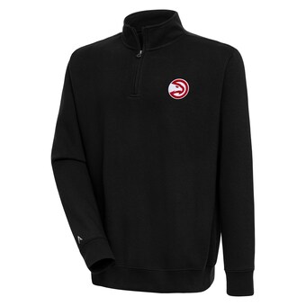  Atlanta Hawks Antigua Victory Quarter-Zip Pullover Top - Black