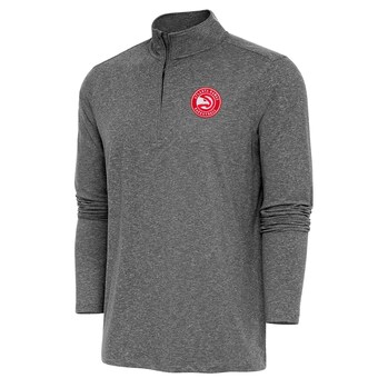  Atlanta Hawks Antigua Hunk Quarter-Zip Pullover Top - Heather Black