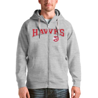 Atlanta Hawks Antigua Victory Full-Zip Hoodie - Heathered Gray