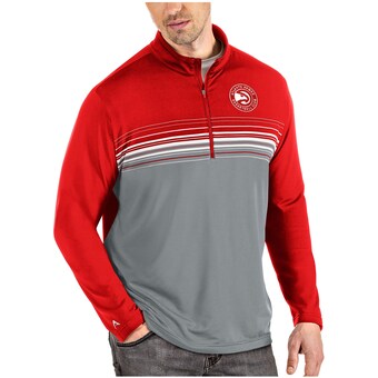 Atlanta Hawks Antigua Pace Quarter-Zip Pullover Jacket - Red/Gray