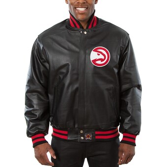 Atlanta Hawks JH Design Big & Tall All-Leather Full-Snap Jacket - Black