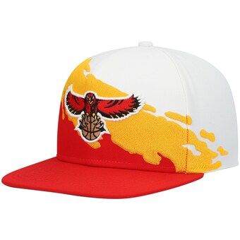 Atlanta Hawks Mitchell & Ness Hardwood Classics Paintbrush Snapback Hat - White/Red