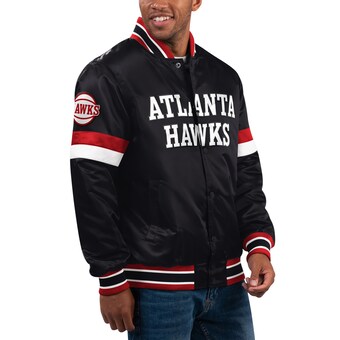 Atlanta Hawks Starter Home Game Satin Full-Snap Varsity Jacket - Black