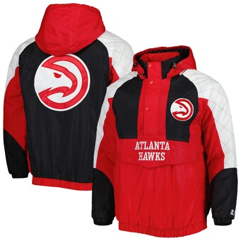 Atlanta Hawks Starter Body Check Raglan Hoodie Half-Zip Jacket - Red