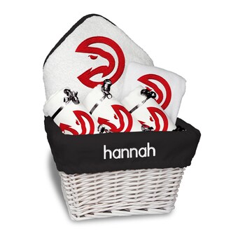 Atlanta Hawks Newborn & Infant Personalized Medium Gift Basket - White