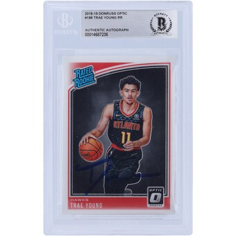 Trae Young Atlanta Hawks Autographed 2018-19 Panini Donruss Optic #198 BAS Authenticated Rookie Card