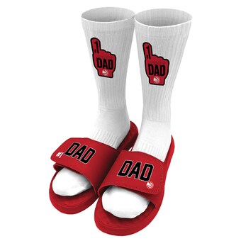 Atlanta Hawks ISlide Unisex #1 Dad Socks & Slide Sandals Bundle - Red