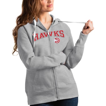 Atlanta Hawks Antigua Women's Team Victory Full-Zip Hoodie - Heathered Gray