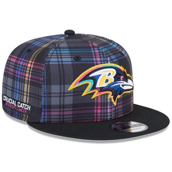 Men's Baltimore Ravens New Era Black 2024 NFL Crucial Catch Plaid 9FIFTY Snapback Hat