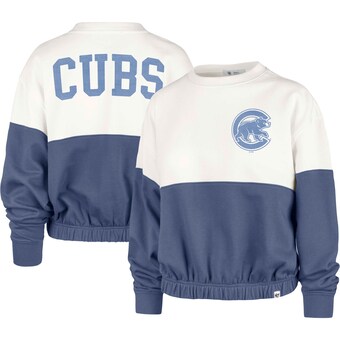 Women's Chicago Cubs '47 White/Royal Take Two Bonita Pullover Sweatshirt