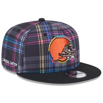 Men's Cleveland Browns New Era Black 2024 NFL Crucial Catch Plaid 9FIFTY Snapback Hat