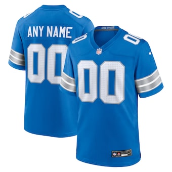 Men's Nike  Blue Detroit Lions Custom Game Jersey