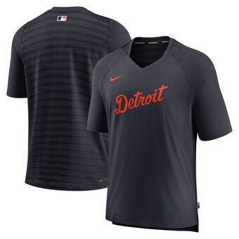 Men's Detroit Tigers Nike Navy Authentic Collection Pregame Raglan Performance V-Neck T-Shirt