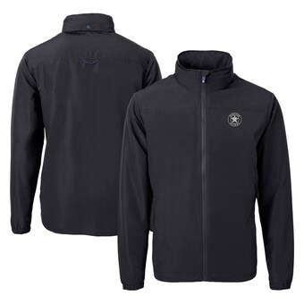 Men's Houston Astros Cutter & Buck Black Big & Tall Charter Eco Knit Recycled Full-Zip Jacket