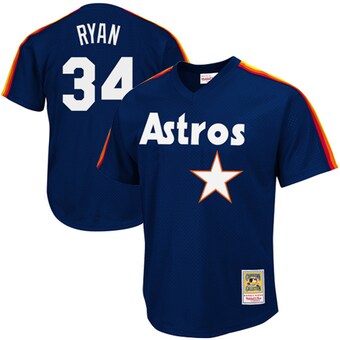 Men's Houston Astros Nolan Ryan Mitchell & Ness Navy 1988 Authentic Cooperstown Collection Mesh Batting Practice Jersey