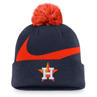 Men's Houston Astros Nike Navy Swoosh Peak Cuffed Knit Hat with Pom