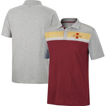 Iowa State Cyclones Colosseum Caddie Lightweight Polo - Cardinal/Heather Gray