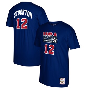 John Stockton USA Basketball Mitchell & Ness 1992 Dream Team Name & Number T-Shirt - Navy