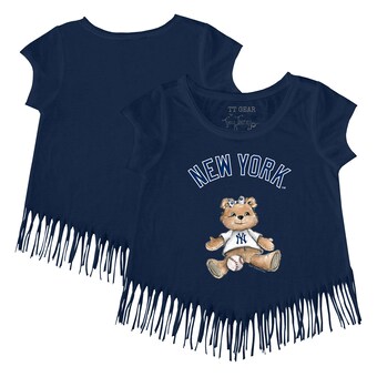 Girls Youth New York Yankees Tiny Turnip Navy Girl Teddy Fringe T-Shirt