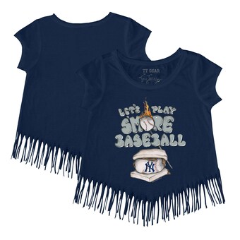 Girls Youth New York Yankees Tiny Turnip Navy Smores Fringe T-Shirt