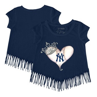 Girls Youth New York Yankees Tiny Turnip Navy Tiara Heart Fringe T-Shirt