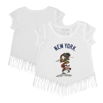 Girls Youth New York Yankees Tiny Turnip White 2024 Year of the Dragon Fringe T-Shirt