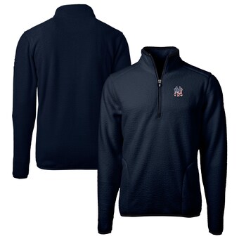 Men's New York Yankees Cutter & Buck Navy Big & Tall Americana Cascade Eco Fleece Quarter-Zip Jacket