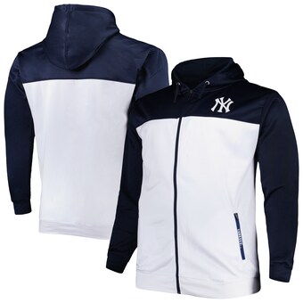 Men's New York Yankees Navy/White Big & Tall Yoke Full-Zip Hoodie