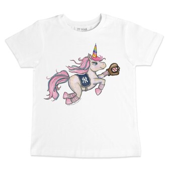 Toddler New York Yankees Tiny Turnip White Unicorn T-Shirt