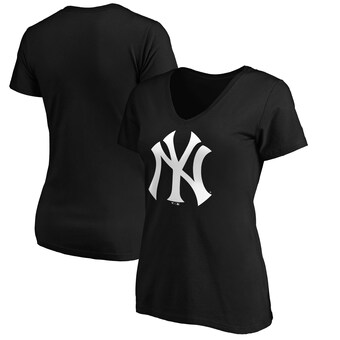 Women's New York Yankees Black Primary Logo V-Neck T-Shirt