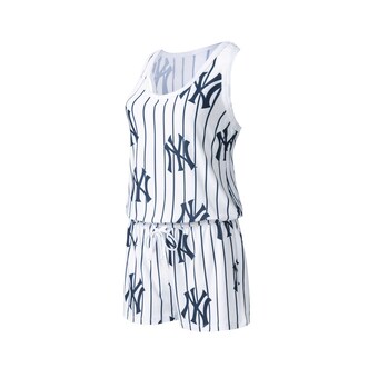 Women's New York Yankees Concepts Sport White Reel Pinstripe Knit Romper