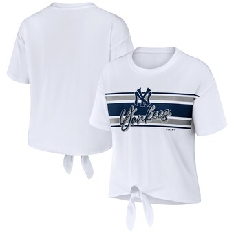 Women's New York Yankees WEAR by Erin Andrews White Tie-Front T-Shirt