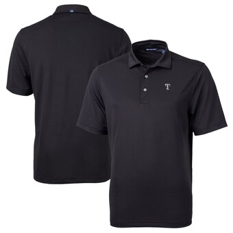 Men's Texas Rangers Cutter & Buck Black Big & Tall Virtue Eco Pique Recycled Polo