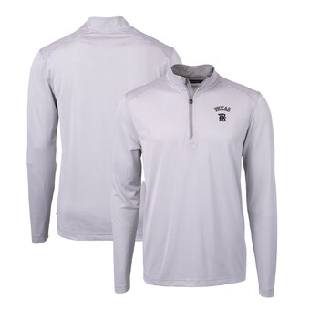 Men's Texas Rangers Cutter & Buck Gray City Connect Big & Tall Virtue Eco Pique Micro Stripe Recycled Quarter-Zip Pullover Top