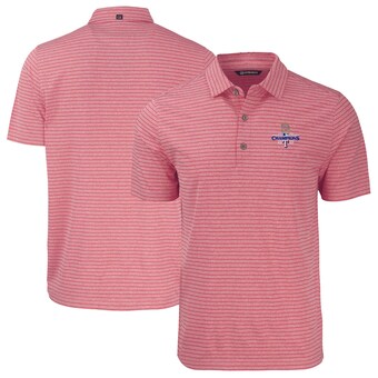 Men's Texas Rangers  Cutter & Buck Heather Red 2023 World Series Champions Big & Tall Forge Eco Heather Stripe Stretch Recycled Polo