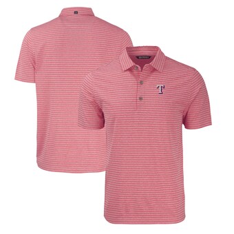 Men's Texas Rangers  Cutter & Buck Heather Red Big & Tall Forge Eco Heathered Stripe Stretch Recycled Polo