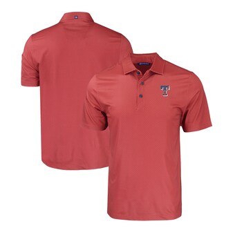 Men's Texas Rangers  Cutter & Buck Red Stars & Stripes Big & Tall Pike Eco Tonal Geo Print Stretch Recycled Polo