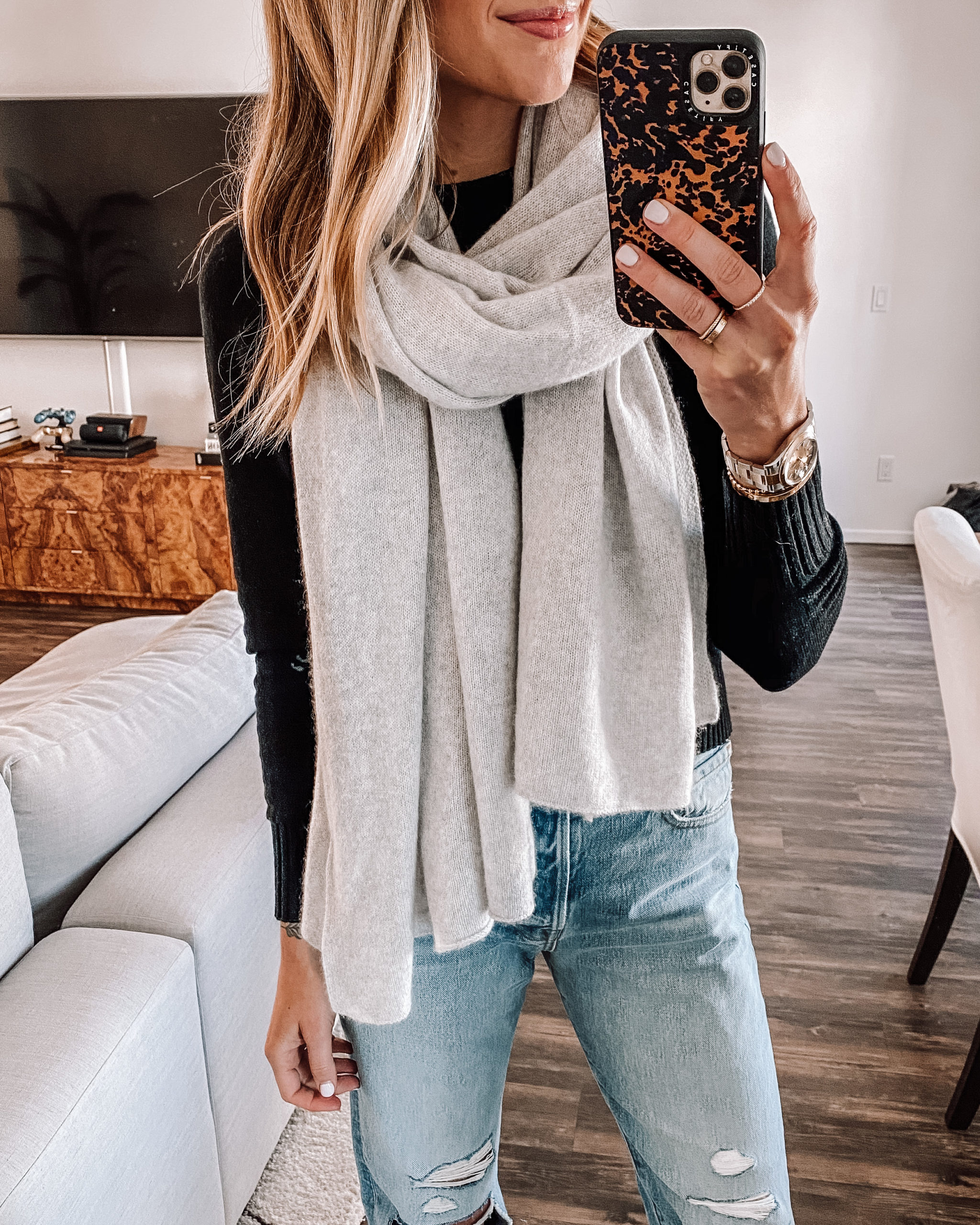 Fashion Jackson Grey Cashmere Scarf