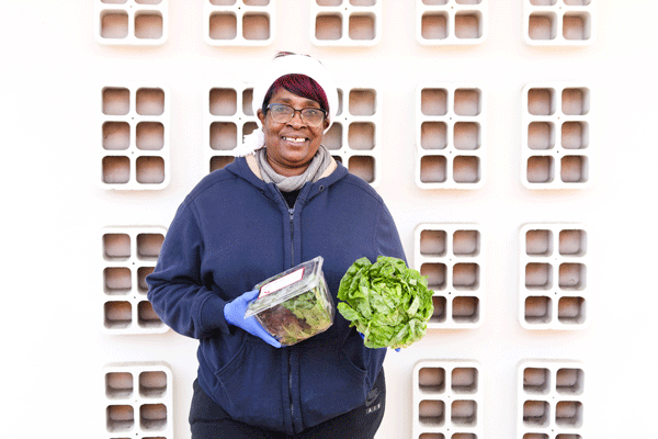 Woman with basket of fresh food