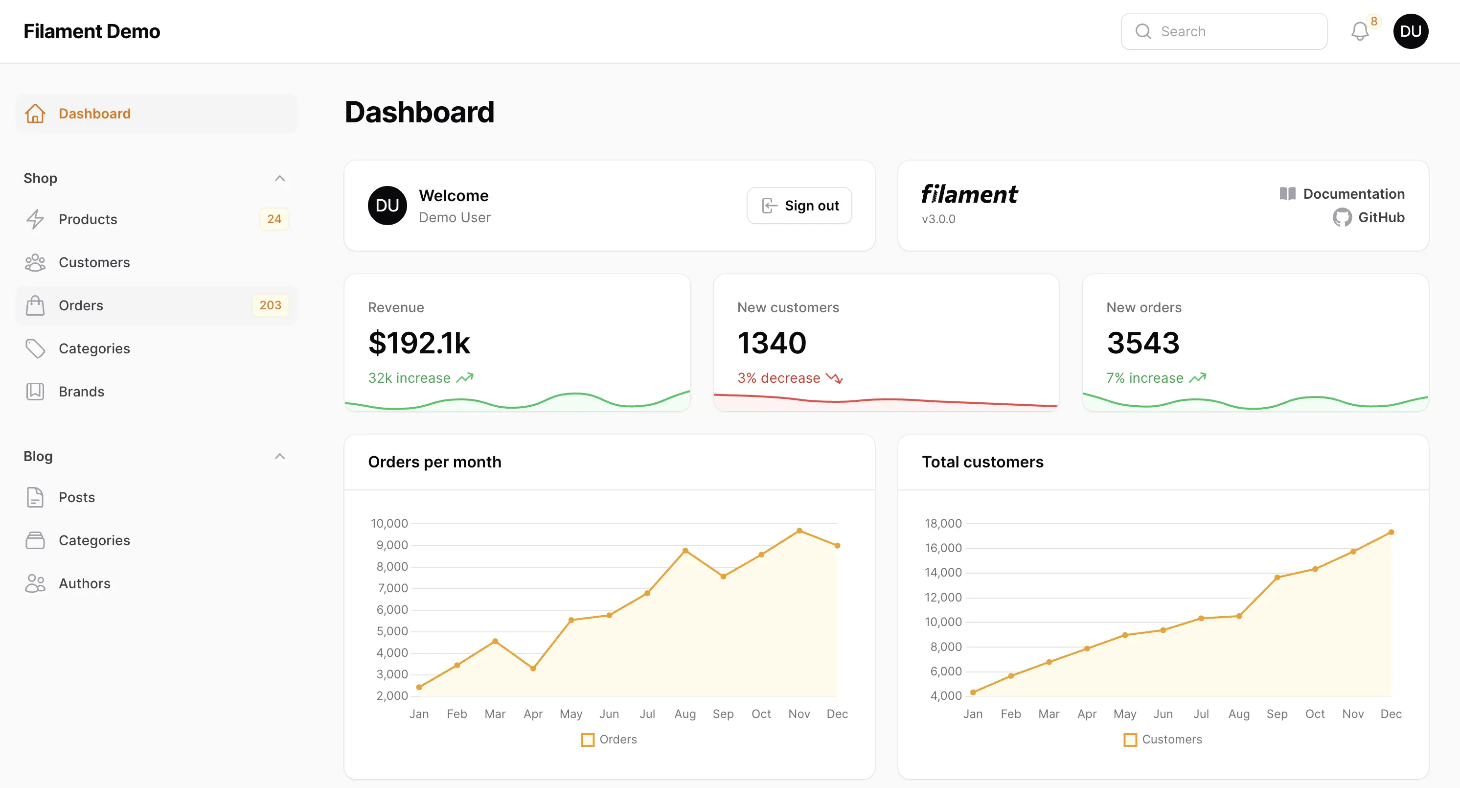 Filament demo