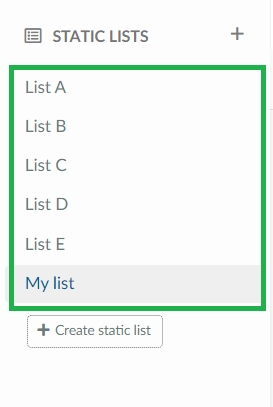 Screenshot of where to find your lists